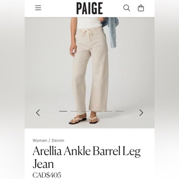 NWT Size 32 - Paige Arellia Ankle Barrel Leg Jean Cotton, Vintage Pumice Stone - Picture 1 of 16